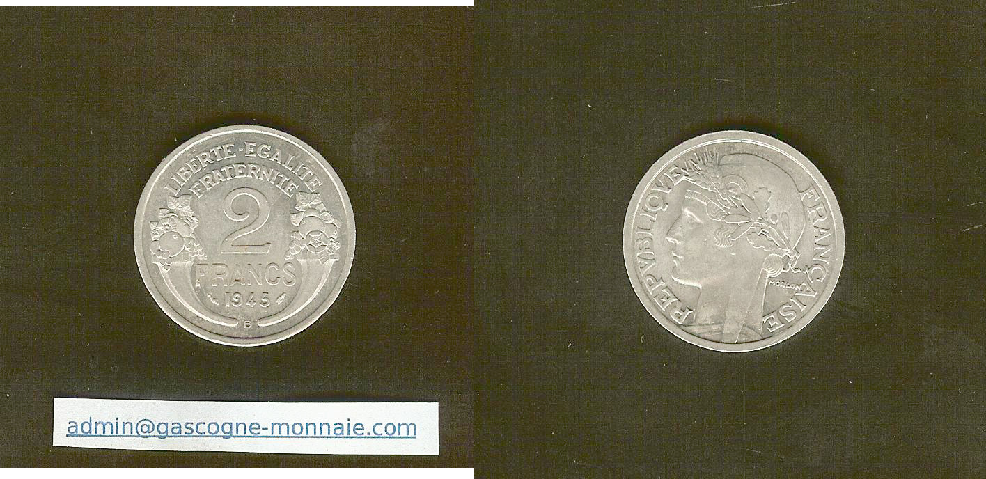 2 francs Morlon Alu. 1945B Beaumont-le-Roger SPL à SPL+